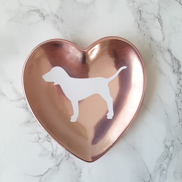 PINK VS ROSE GOLD HEART TRINKET DISH - Picture 7 of 9